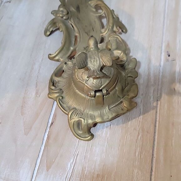Vintage Italian Inkwell bird art nouveau brass - Picture 5 of 12